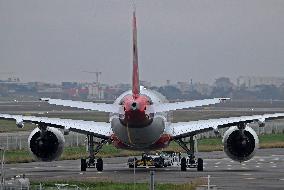 Airbus A350-941 at Toulouse airport before being delivered to Air India