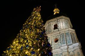 Christmas Tree At The Sofiyska Square In Kyiv