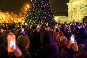 Christmas Tree At The Sofiyska Square In Kyiv