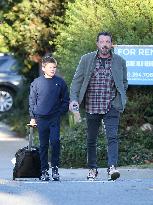 Ben Affleck Walks With His Son - LA