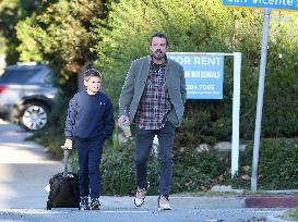 Ben Affleck Walks With His Son - LA