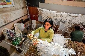 Making winter camouflage netting in Zaporizhzhia