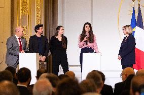 President Macron Meets With The Research Community - Paris