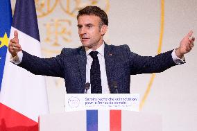 President Macron Meets With The Research Community - Paris