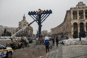 Hanukkah Menorah Was Installed On Independence Square In Kyiv