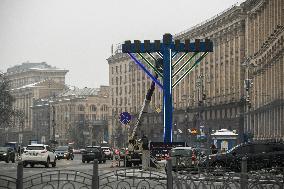 Hanukkah Menorah Was Installed On Independence Square In Kyiv