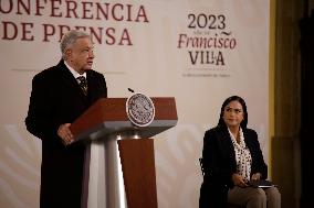 Andres Manuel Lopez Obrador, President Of Mexico With A Press Conference