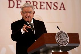 Andres Manuel Lopez Obrador, President Of Mexico With A Press Conference