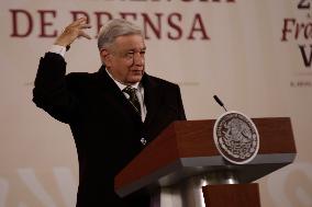 Andres Manuel Lopez Obrador, President Of Mexico With A Press Conference