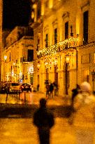 Christmas Lights In Lecce, Italy