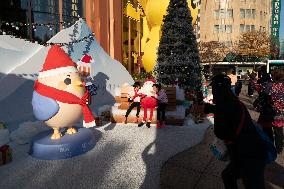 Christmas Decorations Along Nanjing Road in Shanghai