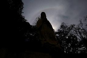 Pilgrims Visit Monumental Virgen De Guadalupe De Ocuilan, Mexico