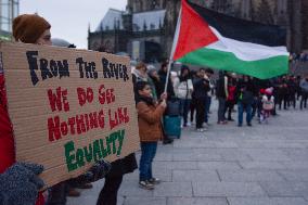 Pro Palestine Protest And Art Performance For Being Killed Children In Gaza In Cologne