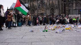 Pro Palestine Protest And Art Performance For Being Killed Children In Gaza In Cologne