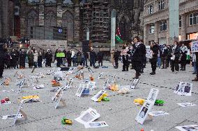 Pro Palestine Protest And Art Performance For Being Killed Children In Gaza In Cologne