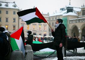 Solidarity Protest With Palestine In Krakow