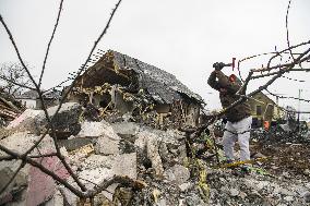 Aftermath Of The Russian Missile Strike In The One Of Kyiv's Districts