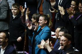 Debate on the draft law to control immigration at the National Assembly - Paris