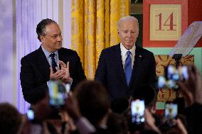 U.S. President Joe Biden hosts a Hanukkah reception at the White House in Washington