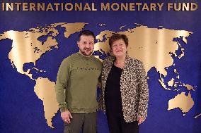 Zelensky Visits IMF HQs - Washington