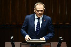 Donald Tusk Delivers His Programme Speech At Polish Parliament