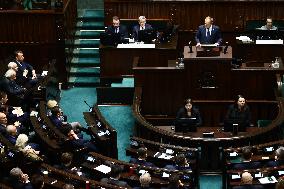 Donald Tusk Delivers His Programme Speech At Polish Parliament