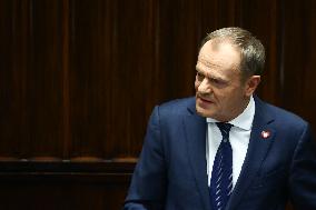 Donald Tusk Delivers His Programme Speech At Polish Parliament