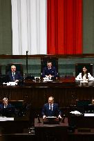 Donald Tusk Delivers His Programme Speech At Polish Parliament