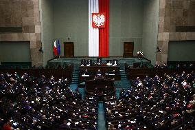 Donald Tusk Delivers His Programme Speech At Polish Parliament