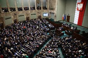 Donald Tusk Delivers His Programme Speech At Polish Parliament