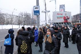 Transport problems at Lybidska metro station in Kyiv