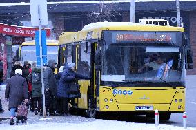 Transport problems at Lybidska metro station in Kyiv