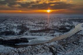 Frozen Irtysh River in Altay