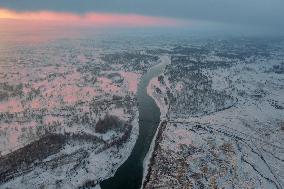 Frozen Irtysh River in Altay