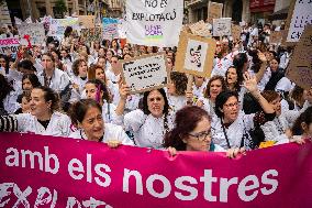 Strike By Public Health Unions In Catalonia.