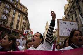 Strike By Public Health Unions In Catalonia.