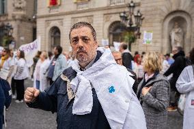 Strike By Public Health Unions In Catalonia.