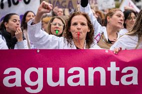 Strike By Public Health Unions In Catalonia.