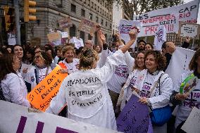 Strike By Public Health Unions In Catalonia.