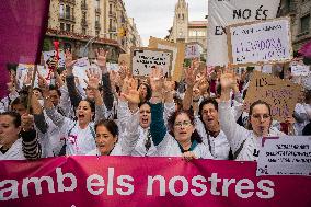 Strike By Public Health Unions In Catalonia.