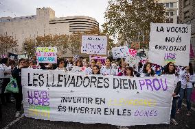 Strike By Public Health Unions In Catalonia.