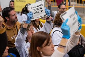 Strike By Public Health Unions In Catalonia.