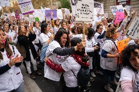 Strike By Public Health Unions In Catalonia.