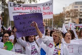 Strike By Public Health Unions In Catalonia.