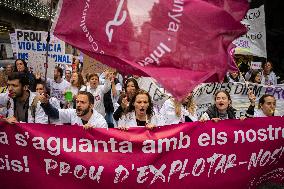 Strike By Public Health Unions In Catalonia.