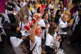 Strike By Public Health Unions In Catalonia.