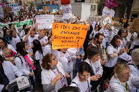 Strike By Public Health Unions In Catalonia.