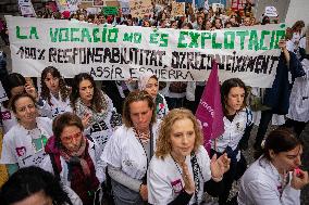 Strike By Public Health Unions In Catalonia.