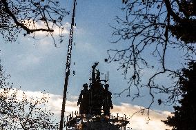Scaffolding Around The Monument To The Soviet Army In Sofia.