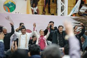 Claudia Sheinbaum Presidential Pre- Candidate Political Rally In Tlaxcala